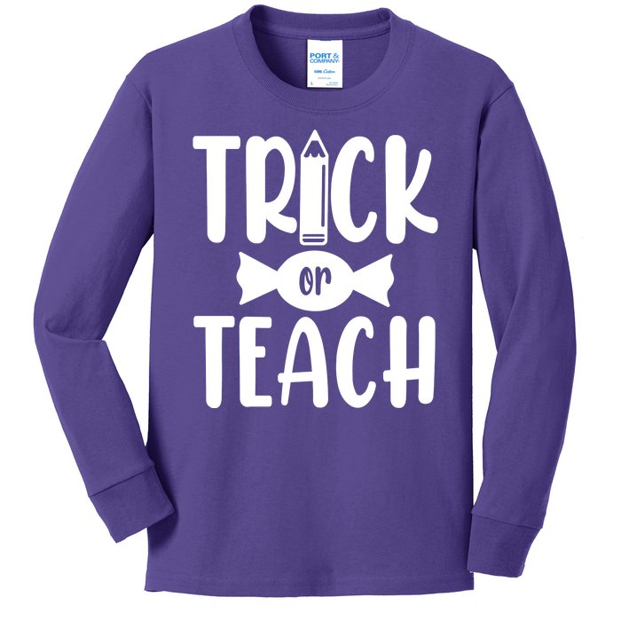 Trick Or Teach Halloween Teacher Kids Long Sleeve Shirt