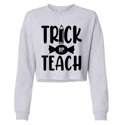 Trick Or Teach Halloween Teacher Cropped Pullover Crew