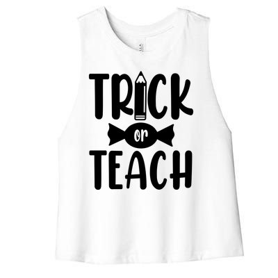 Trick Or Teach Halloween Teacher Women's Racerback Cropped Tank