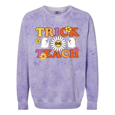 Trick Or Teach Teacher Halloween , Teacher Halloween Costume, Colorblast Crewneck Sweatshirt