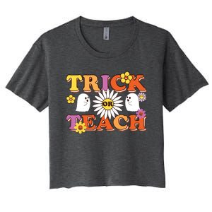 Trick Or Teach Teacher Halloween , Teacher Halloween Costume, Women's Crop Top Tee