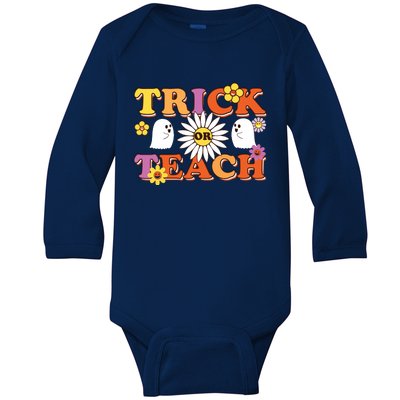 Trick Or Teach Teacher Halloween , Teacher Halloween Costume, Baby Long Sleeve Bodysuit