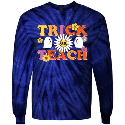 Trick Or Teach Teacher Halloween , Teacher Halloween Costume, Tie-Dye Long Sleeve Shirt