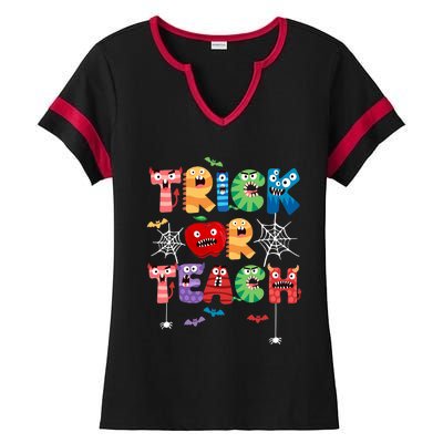 Trick Or Teach Funny Teacher Halloween Costume 2022 Gift Design Ladies Halftime Notch Neck Tee