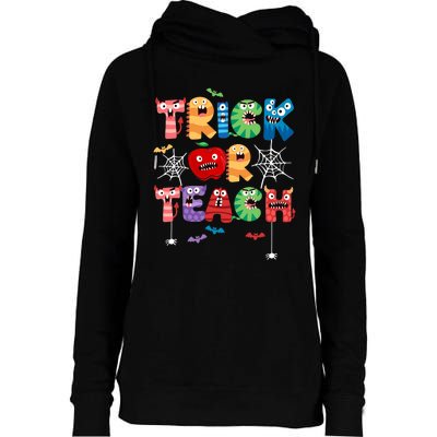 Trick Or Teach Funny Teacher Halloween Costume 2022 Gift Design Womens Funnel Neck Pullover Hood