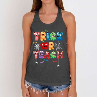 Trick Or Teach Funny Teacher Halloween Costume 2022 Gift Design Women's Knotted Racerback Tank