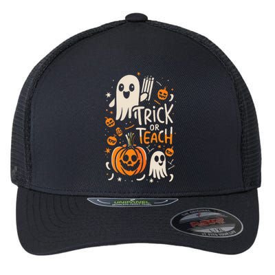 Trick Or Teach Halloween Teacher Flexfit Unipanel Trucker Cap