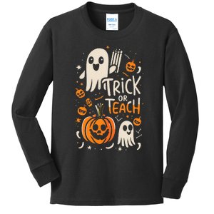 Trick Or Teach Halloween Teacher Kids Long Sleeve Shirt