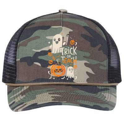 Trick Or Teach Halloween Teacher Retro Rope Trucker Hat Cap