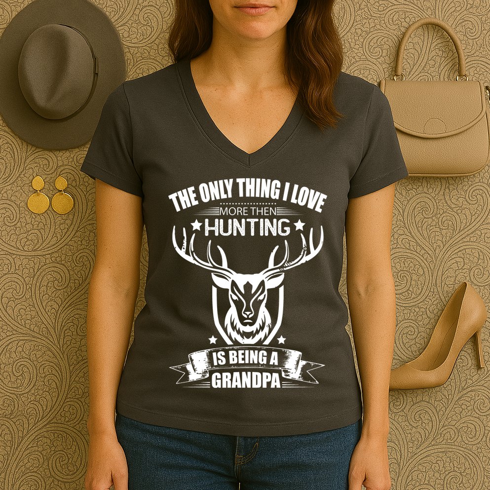 The Only Thing I Love More Than Hunting Is Being A Grandpa Women's V-Neck T-Shirt