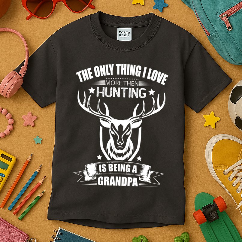 The Only Thing I Love More Than Hunting Is Being A Grandpa Kids T-Shirt