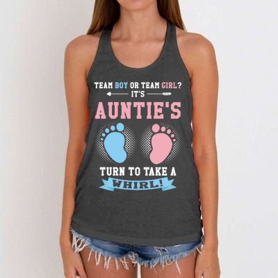 Team Or Team ? Its Aunties Gender Reveal Gift Women's Knotted Racerback Tank