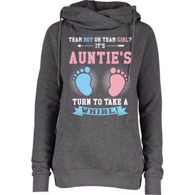 Team Or Team ? Its Aunties Gender Reveal Gift Womens Funnel Neck Pullover Hood