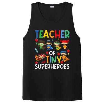 Teacher Of Tiny Superheroes Funny Teach 100th Day Of School PosiCharge Competitor Tank