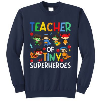 Teacher Of Tiny Superheroes Funny Teach 100th Day Of School Sweatshirt