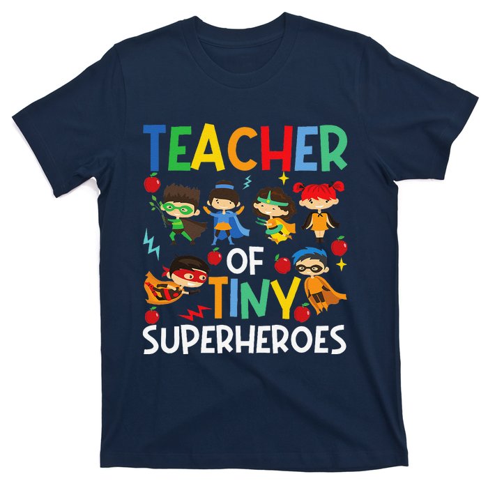 Teacher Of Tiny Superheroes Funny Teach 100th Day Of School T-Shirt