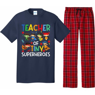 Teacher Of Tiny Superheroes Funny Teach 100th Day Of School Pajama Set