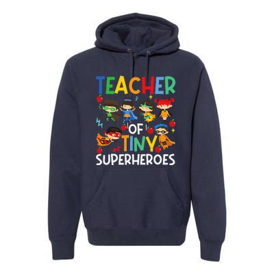 Teacher Of Tiny Superheroes Funny Teach 100th Day Of School Premium Hoodie