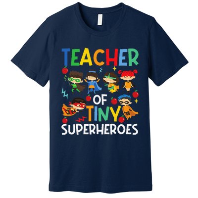 Teacher Of Tiny Superheroes Funny Teach 100th Day Of School Premium T-Shirt