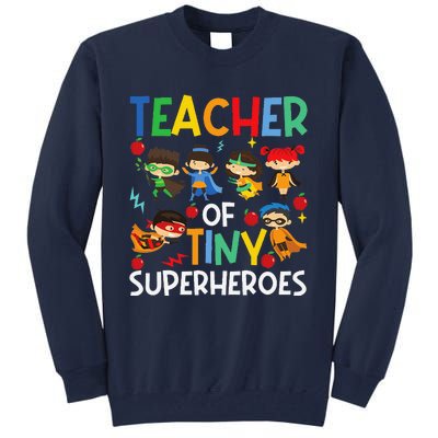 Teacher Of Tiny Superheroes Funny Teach 100th Day Of School Tall Sweatshirt