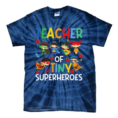 Teacher Of Tiny Superheroes Funny Teach 100th Day Of School Tie-Dye T-Shirt