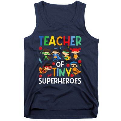 Teacher Of Tiny Superheroes Funny Teach 100th Day Of School Tank Top