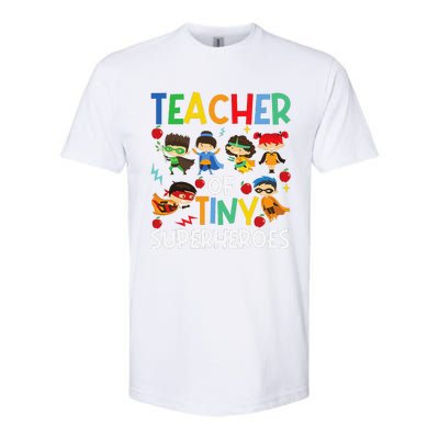 Teacher Of Tiny Superheroes Funny Teach 100th Day Of School Softstyle CVC T-Shirt