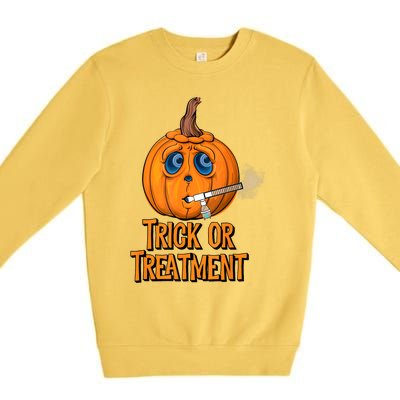 Trick Or Treatment Funny Halloween Respiratory Therapist Premium Crewneck Sweatshirt