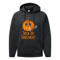 Trick Or Treatment Funny Halloween Respiratory Therapist Performance Fleece Hoodie