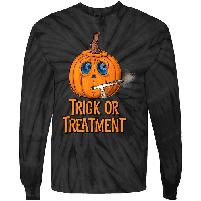 Trick Or Treatment Funny Halloween Respiratory Therapist Tie-Dye Long Sleeve Shirt