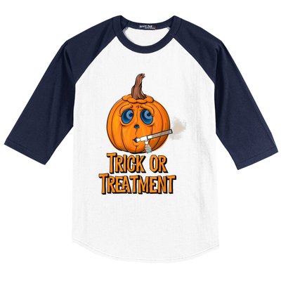 Trick Or Treatment Funny Halloween Respiratory Therapist Baseball Sleeve Shirt