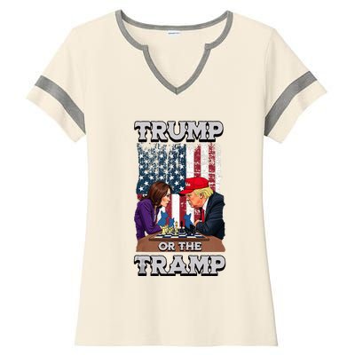 Trump Or The Tramp 2024 Vote Ladies Halftime Notch Neck Tee