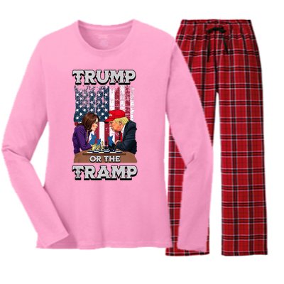 Trump Or The Tramp 2024 Vote Women's Long Sleeve Flannel Pajama Set 