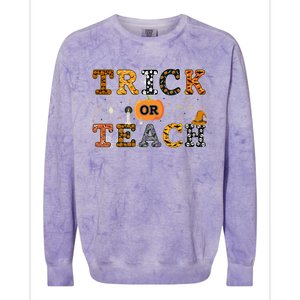 Trick Or Teach Funny School Teacher Halloween Costume Gift Colorblast Crewneck Sweatshirt