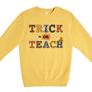 Trick Or Teach Funny School Teacher Halloween Costume Gift Premium Crewneck Sweatshirt