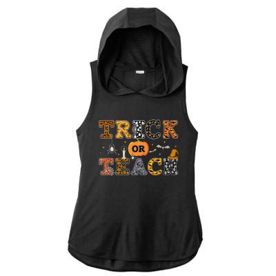 Trick Or Teach Funny School Teacher Halloween Costume Gift Ladies PosiCharge Tri-Blend Wicking Draft Hoodie Tank