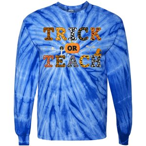 Trick Or Teach Funny School Teacher Halloween Costume Gift Tie-Dye Long Sleeve Shirt