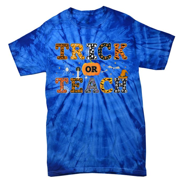 Trick Or Teach Funny School Teacher Halloween Costume Gift Tie-Dye T-Shirt