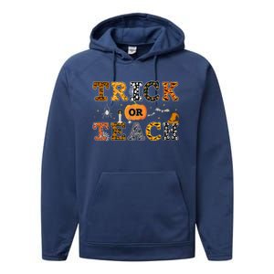 Trick Or Teach Funny School Teacher Halloween Costume Gift Performance Fleece Hoodie