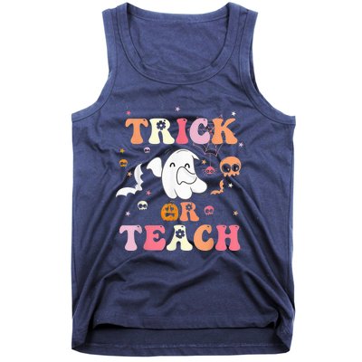 Trick Or Teach Vintage Teacher Halloween Costume Cute Ghost Tank Top