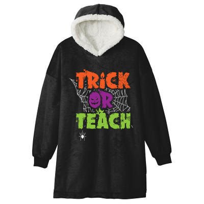 Trick Or Teach Lazy Halloween Costume Funny Teacher Pun Funny Gift Hooded Wearable Blanket