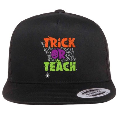 Trick Or Teach Lazy Halloween Costume Funny Teacher Pun Funny Gift Flatbill Hat
