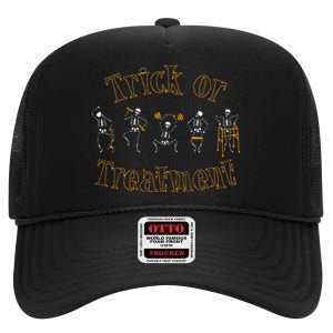 Trick Or Treatment Pt Physical Therapy Therapist Halloween High Crown Mesh Back Trucker Hat