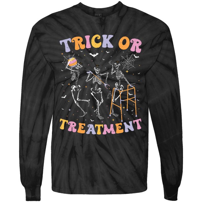 Trick Or Treatment Pt Physical Therapy Therapist Halloween Tie-Dye Long Sleeve Shirt