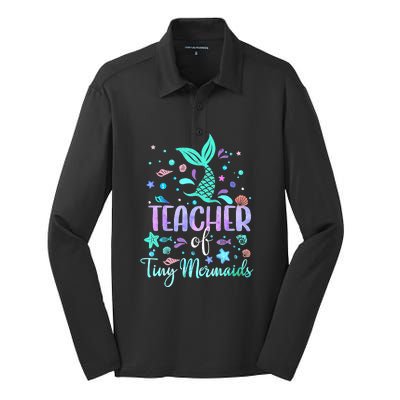 Teacher Of Tiny Mermaid Mermazing Back To School Girls Women Silk Touch Performance Long Sleeve Polo