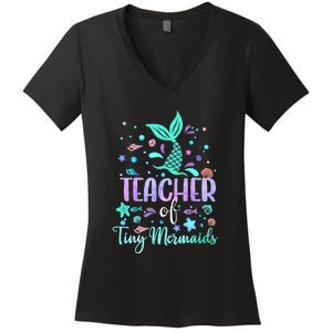 Teacher Of Tiny Mermaid Mermazing Back To School Girls Women Women's V-Neck T-Shirt