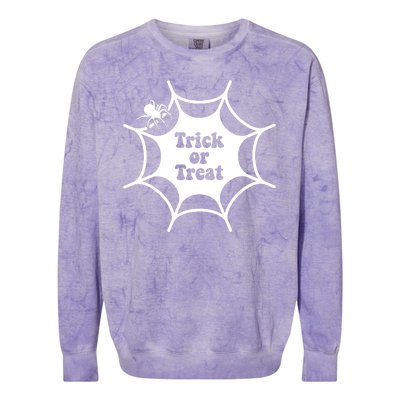 Trick Or Treat Spider Web Halloween Colorblast Crewneck Sweatshirt