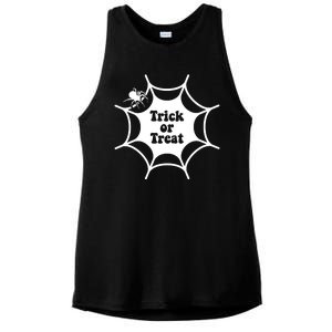 Trick Or Treat Spider Web Halloween Ladies PosiCharge Tri-Blend Wicking Tank