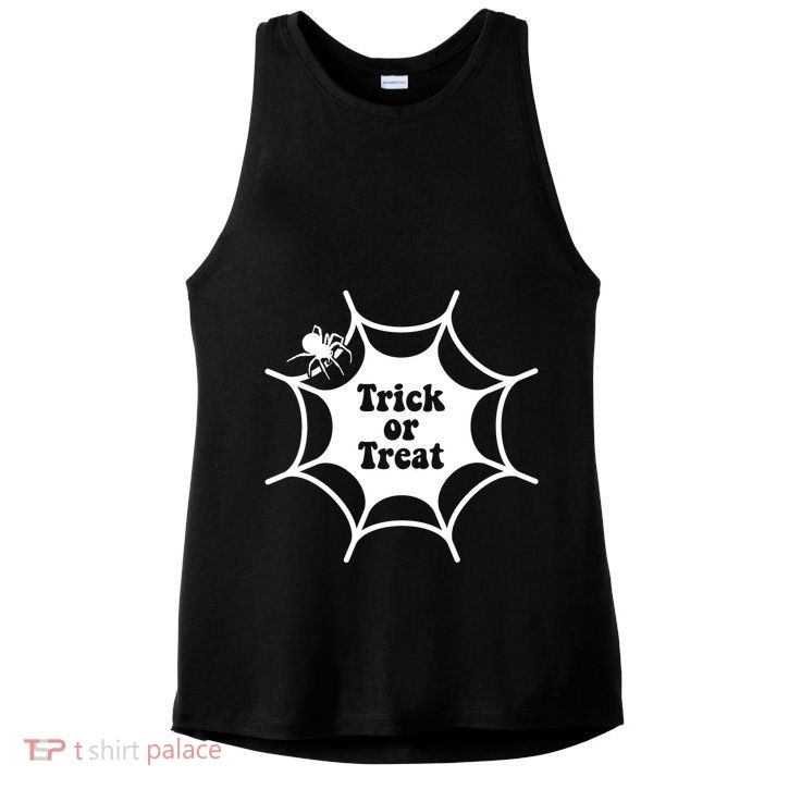 Trick Or Treat Spider Web Halloween Ladies PosiCharge Tri-Blend Wicking Tank