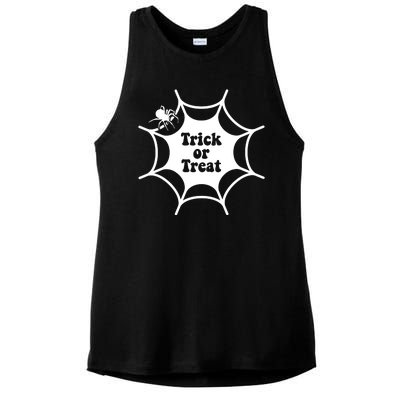 Trick Or Treat Spider Web Halloween Ladies PosiCharge Tri-Blend Wicking Tank